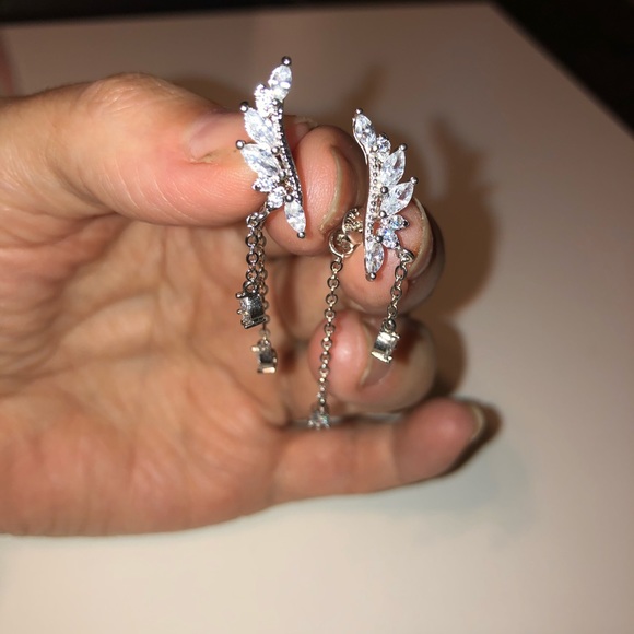 Bling Earrings with Interchangeable Dangling Back - Picture 2 of 5